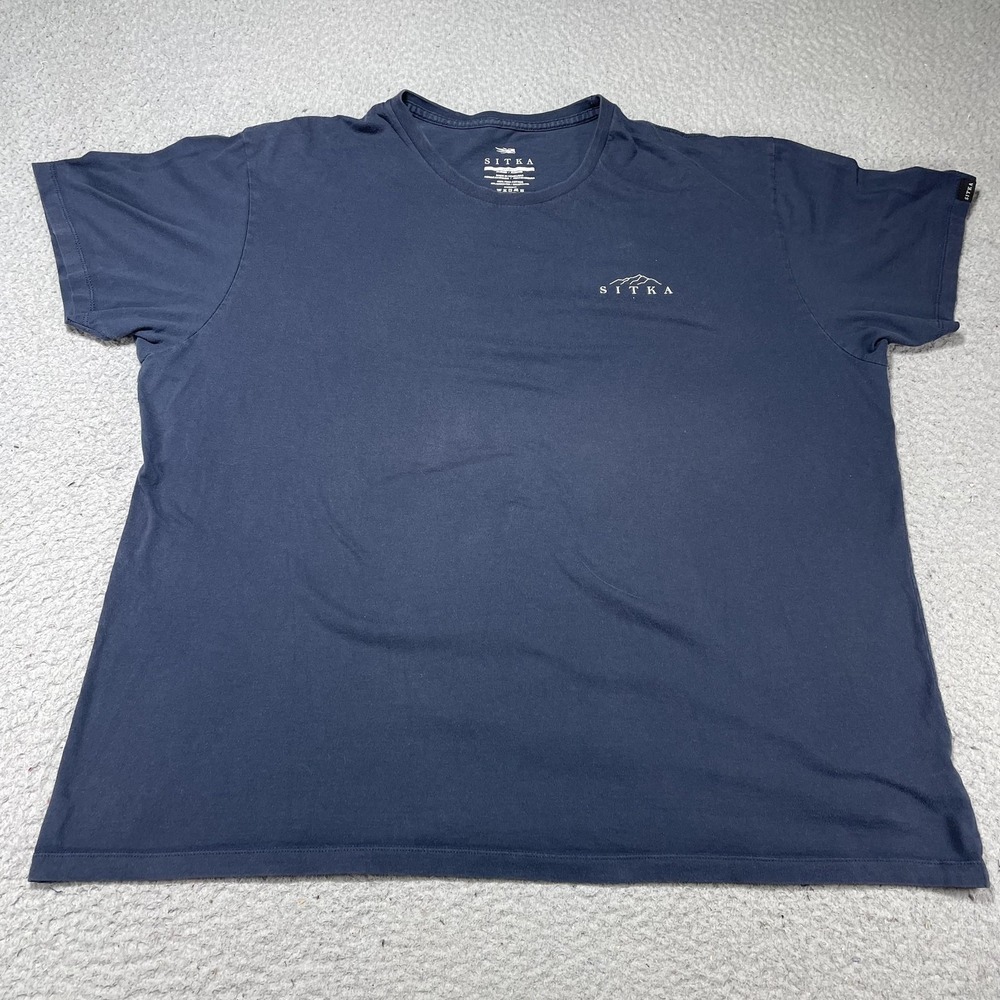 Sitka Gear Shirt Mens 2XL Blue Pima Cotton Mountain Logo Graphic Tee Outdoor